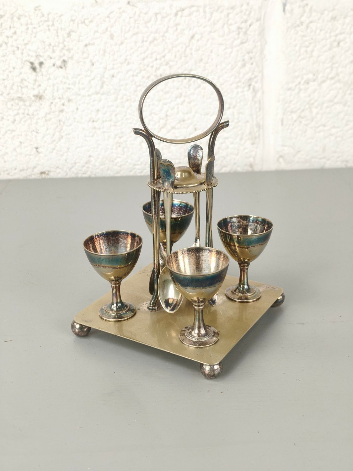 Silver-plated egg set by James Dixon &amp; Sons