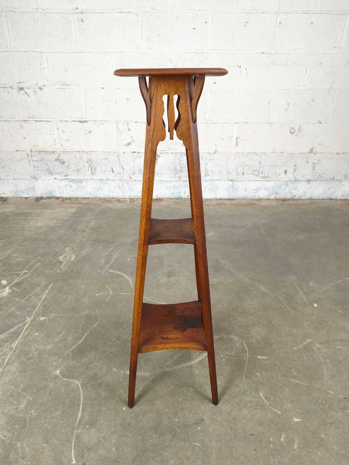 Antique oak plant stand