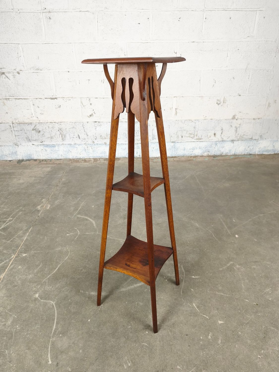 Antique oak plant stand