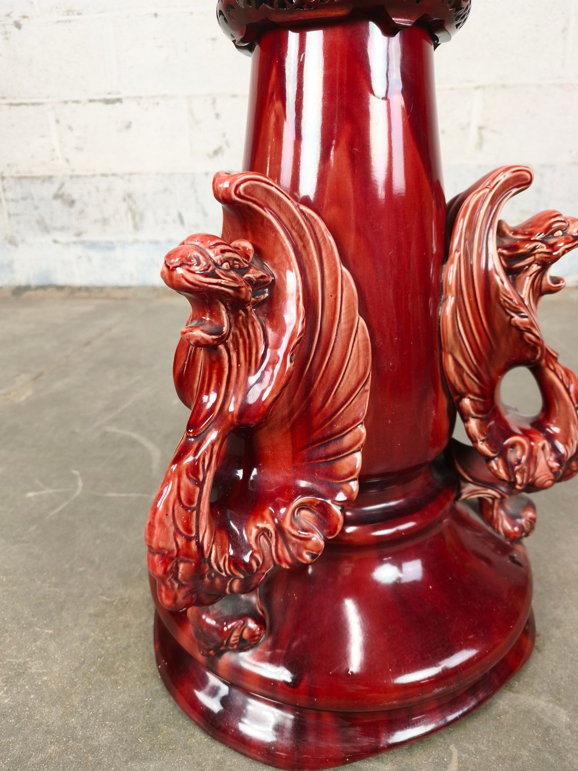 Antique majolica plant stand