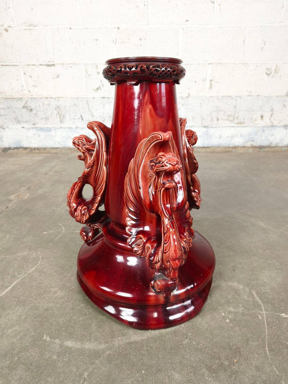 Antique majolica plant stand