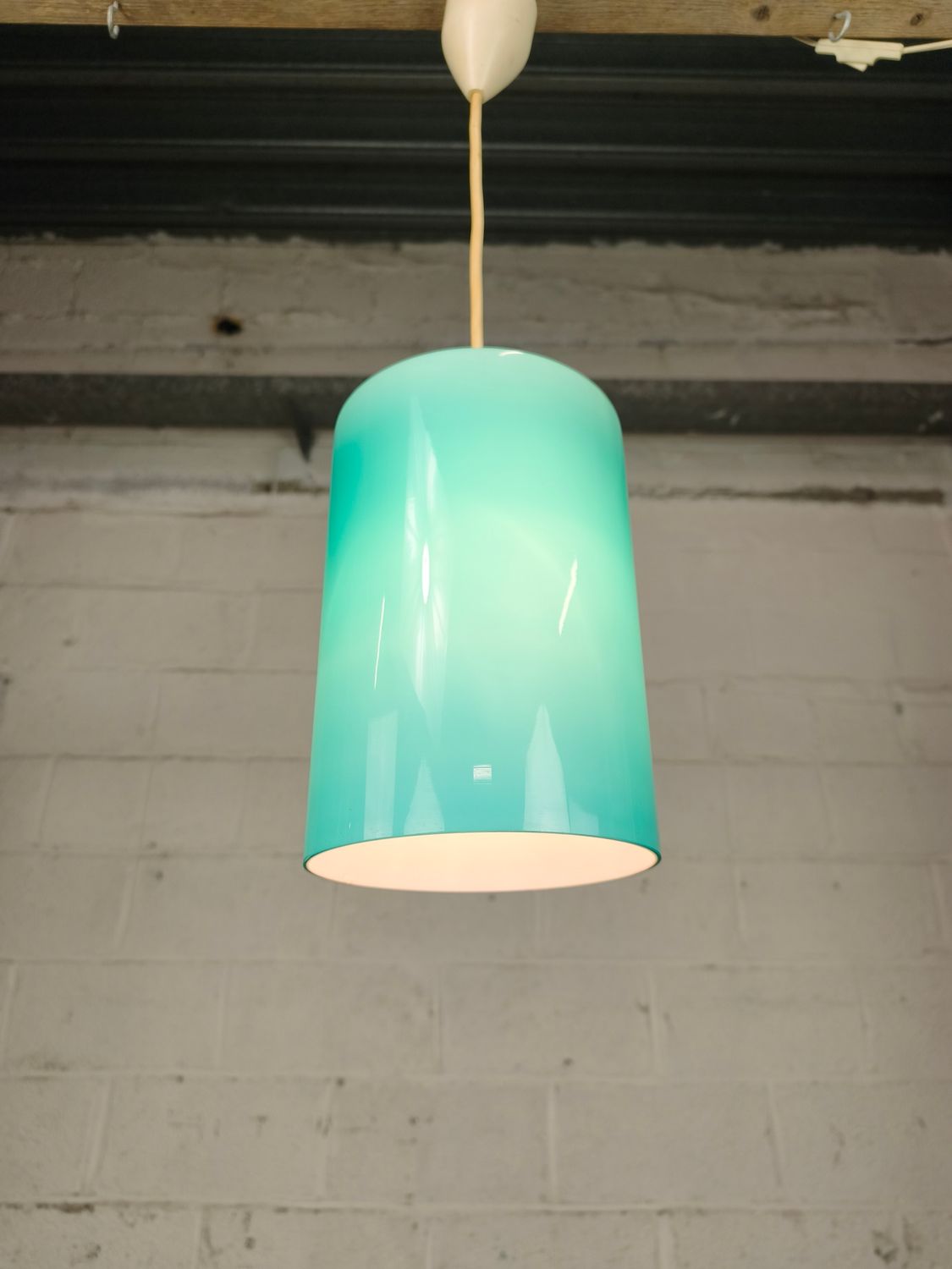 Vintage blue glass pendant lamp
