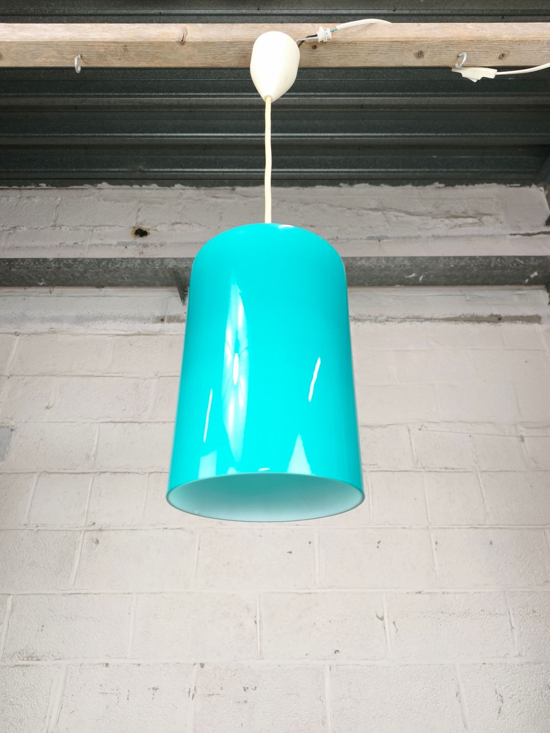 Vintage blue glass pendant lamp