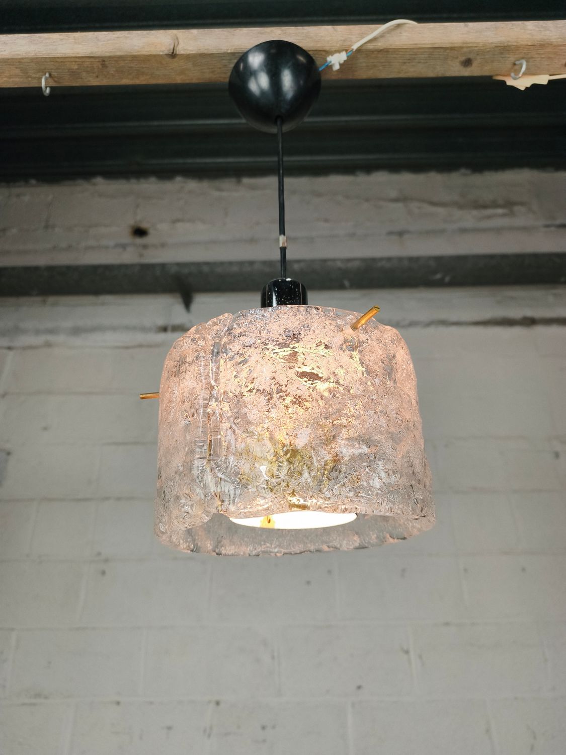 Vintage Hillebrand frosted glass lamp