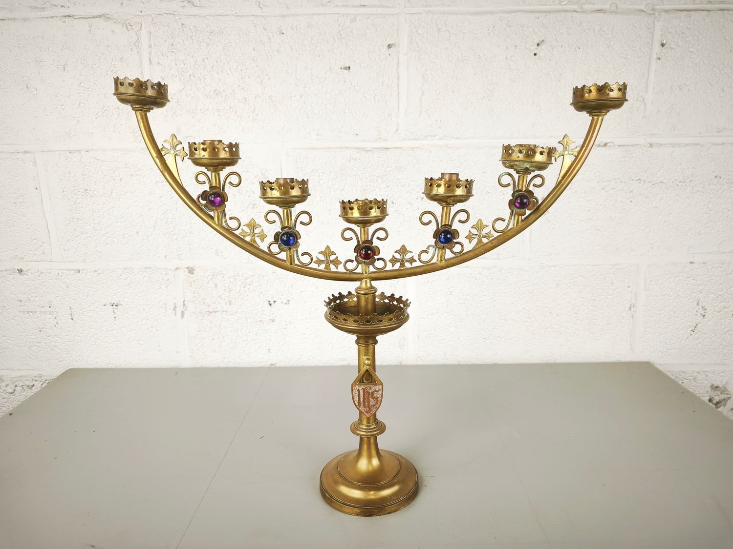 Large brass altar candelabra