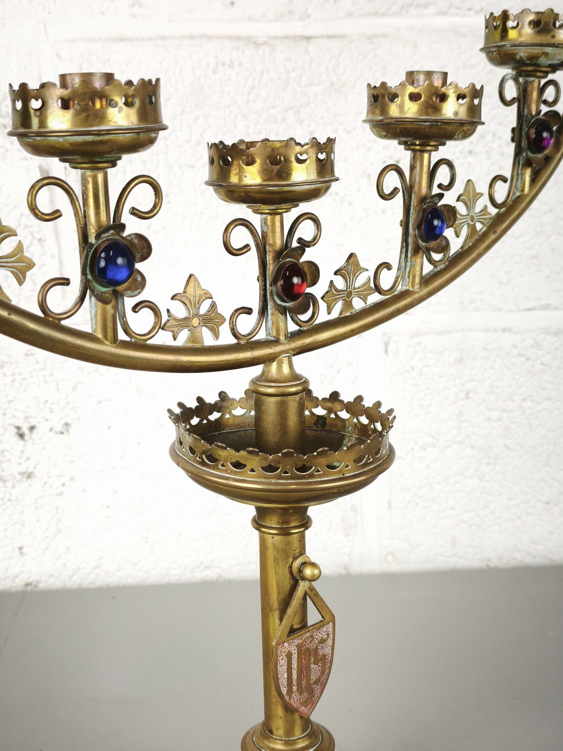 Large brass altar candelabra