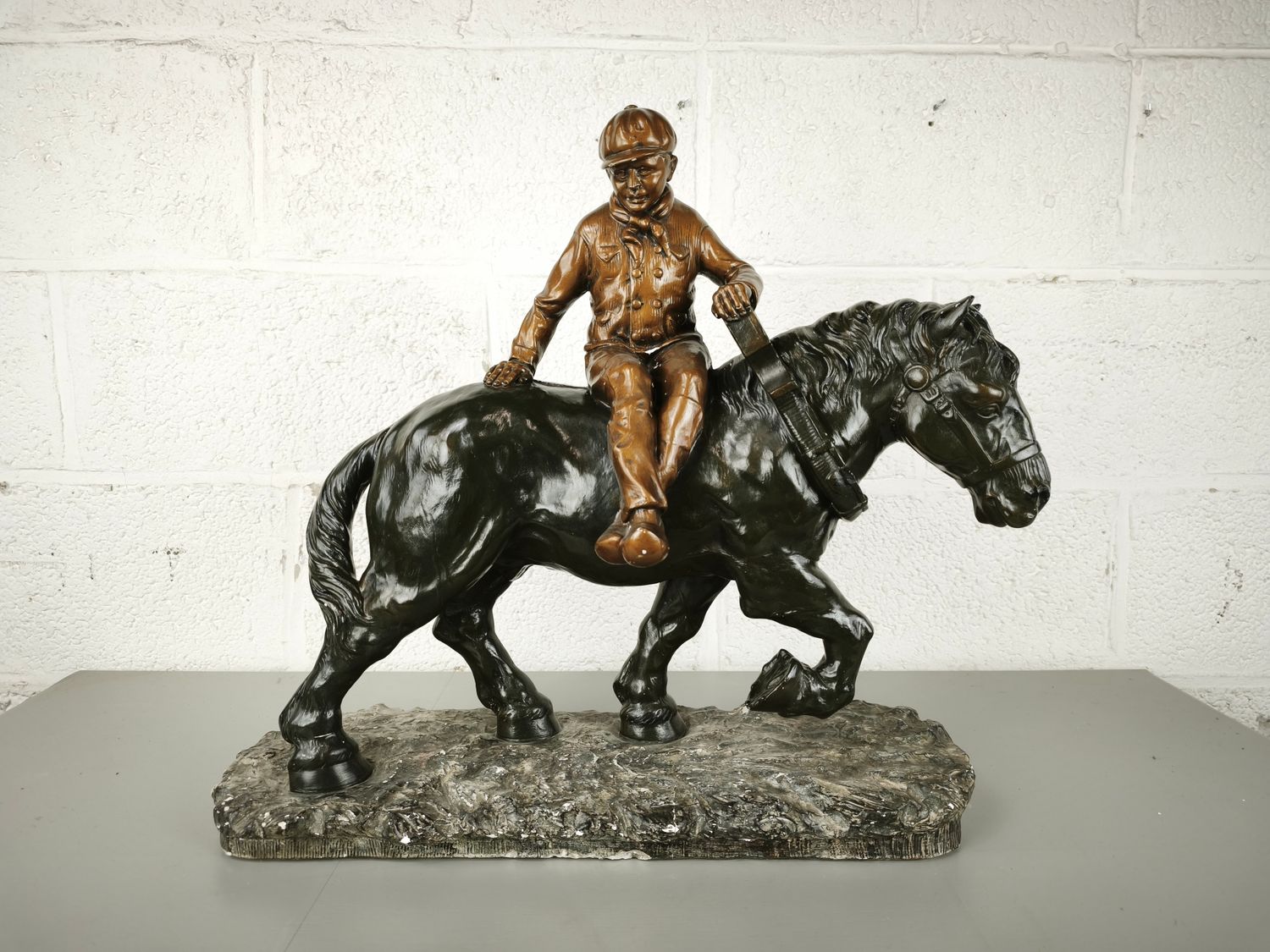 Plaster sculpture of a draft horse