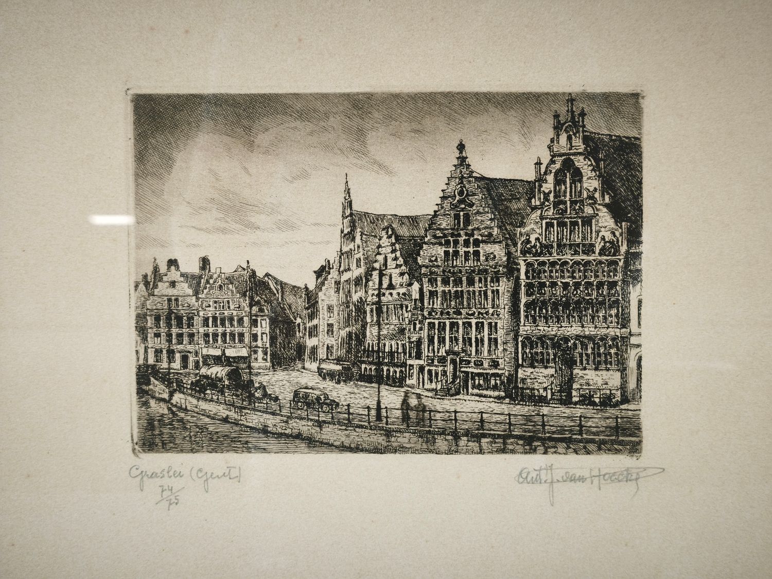 Antoon Van Hoecke - Etching - Graslei Gent