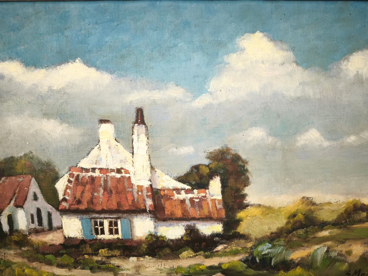 Eugène Masselus - Painting of fishermen's cottages