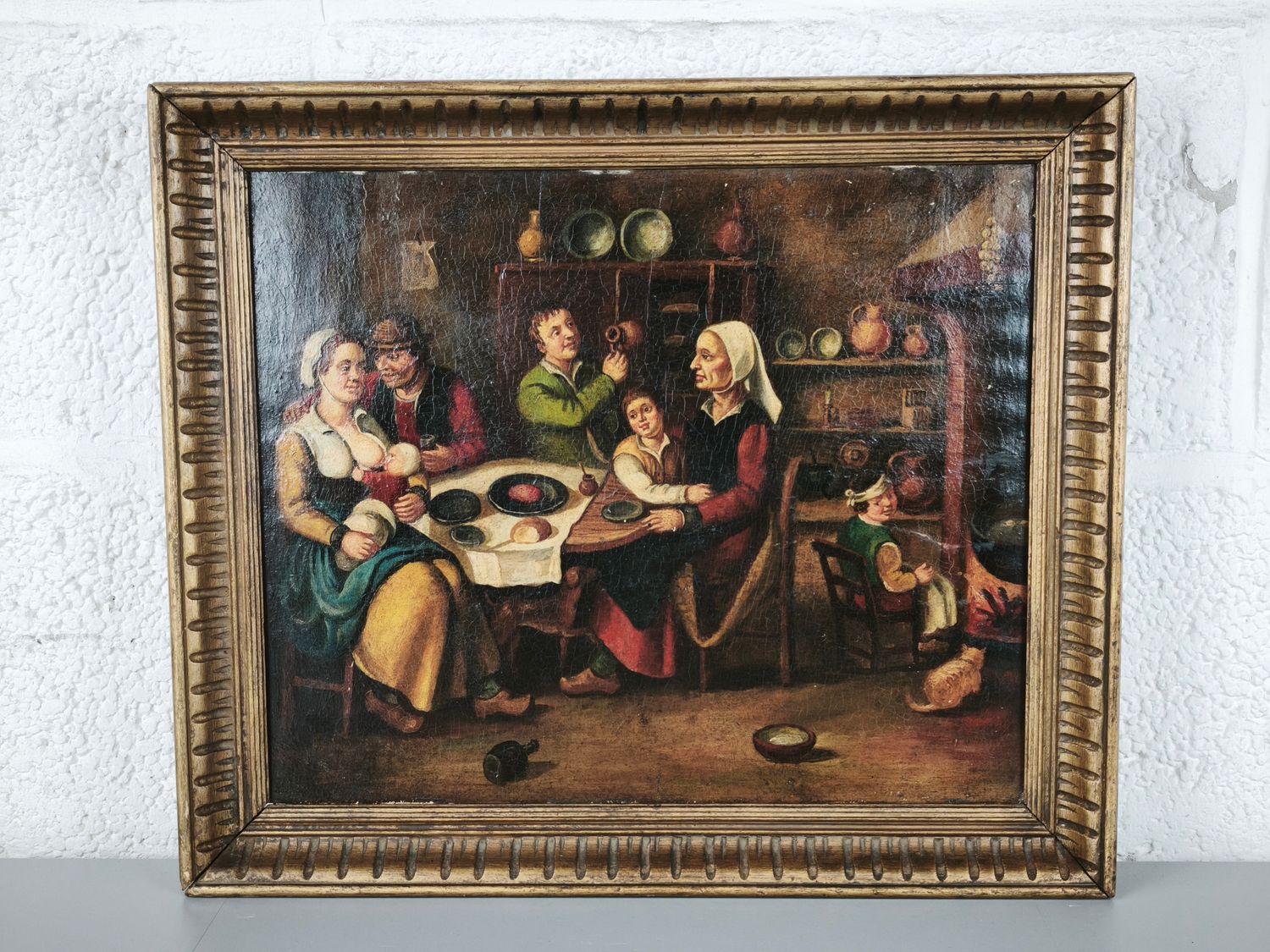 antique painting in an inn or old Dutch saloon