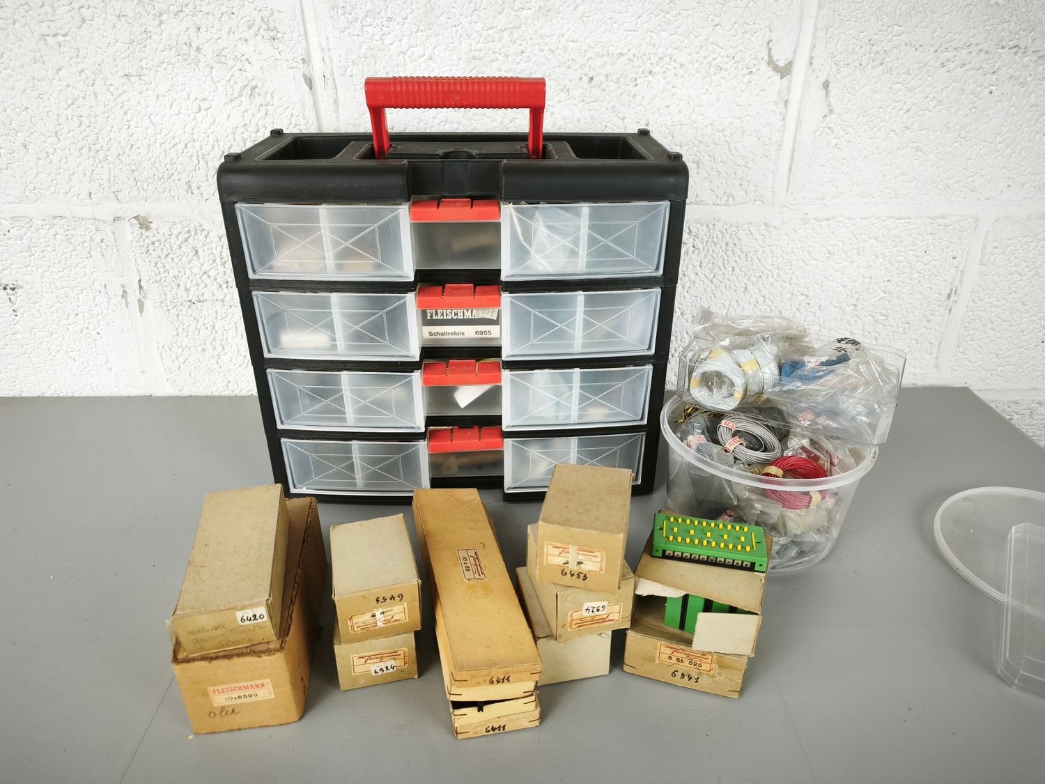 Lot of model train accessories and components