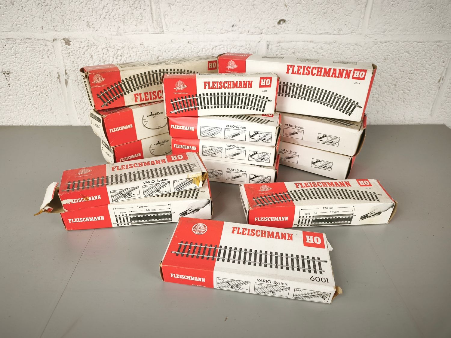 Lot of model train track components