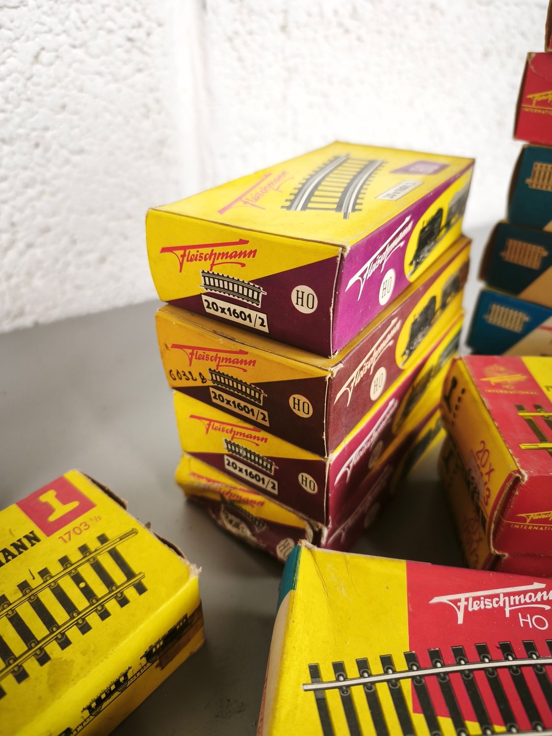 Lot of model train track components