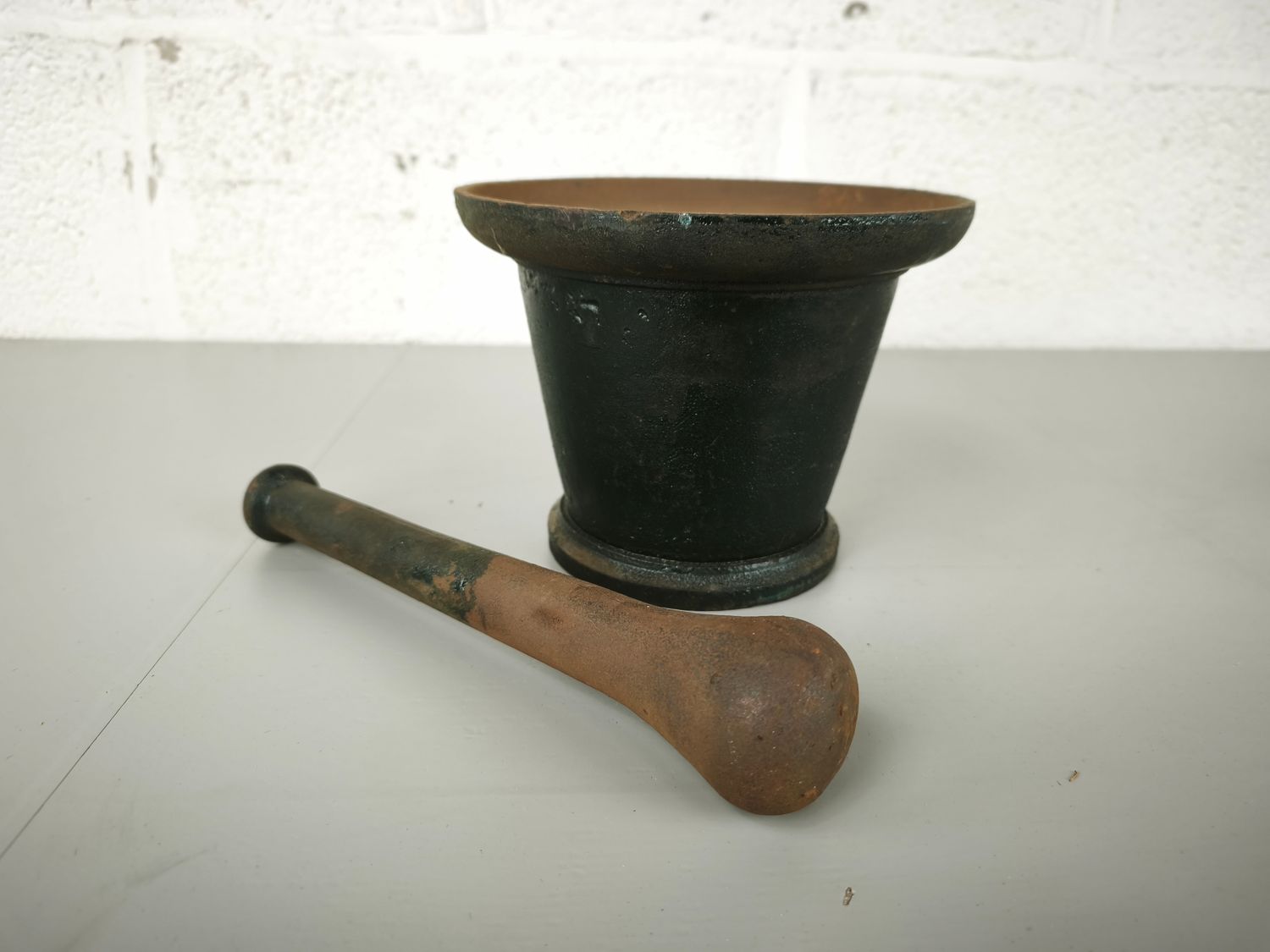 Old cast-iron mortar