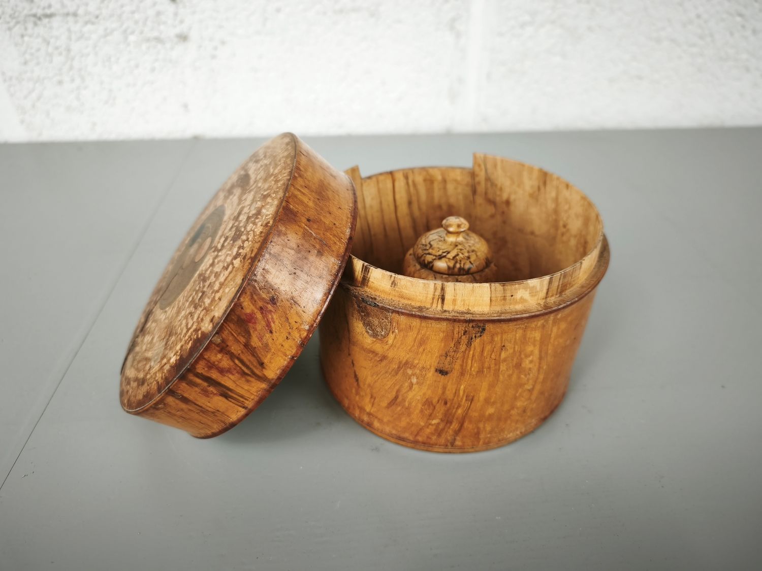 Antique wooden sewing box