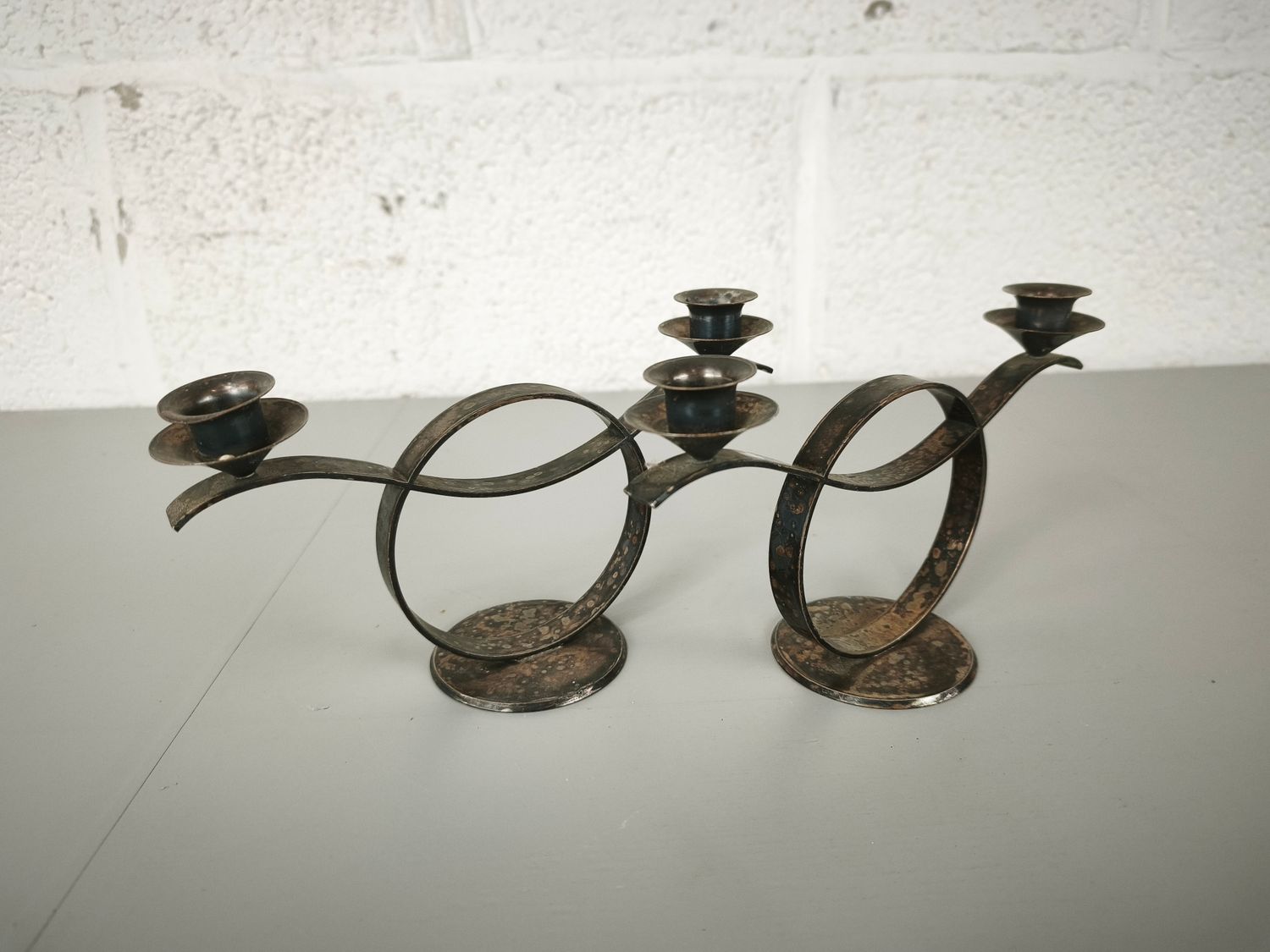 Pair of silver-plated candlesticks