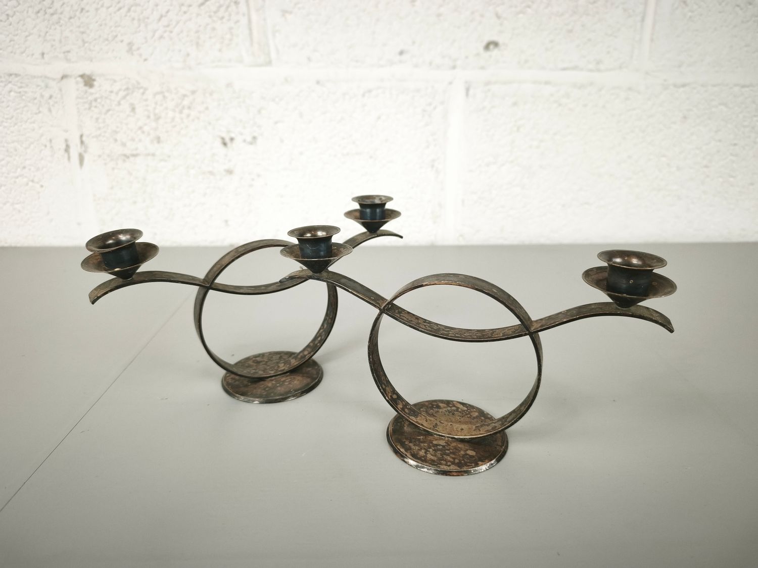 Pair of silver-plated candlesticks