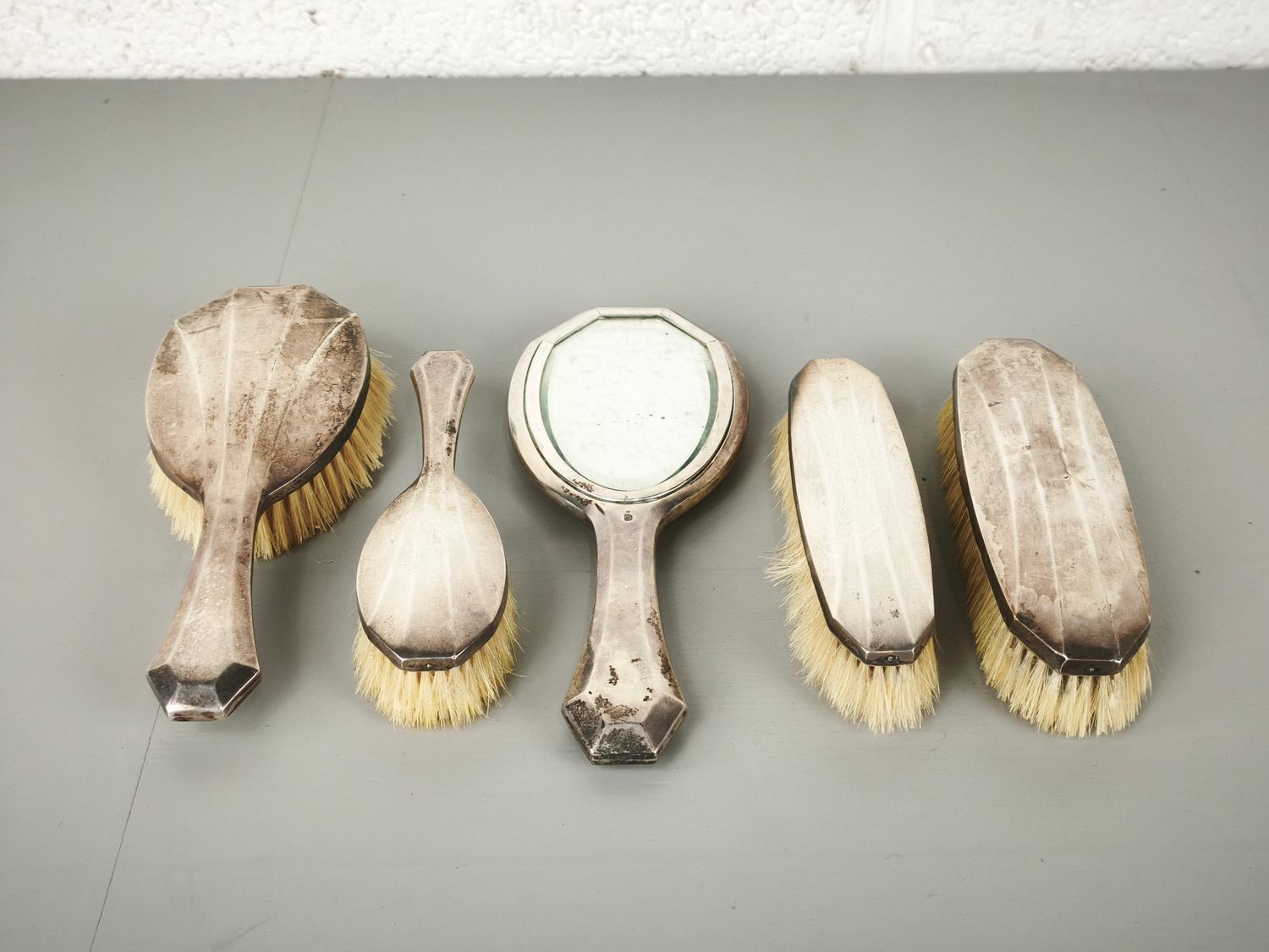 Silver art deco dressing table set