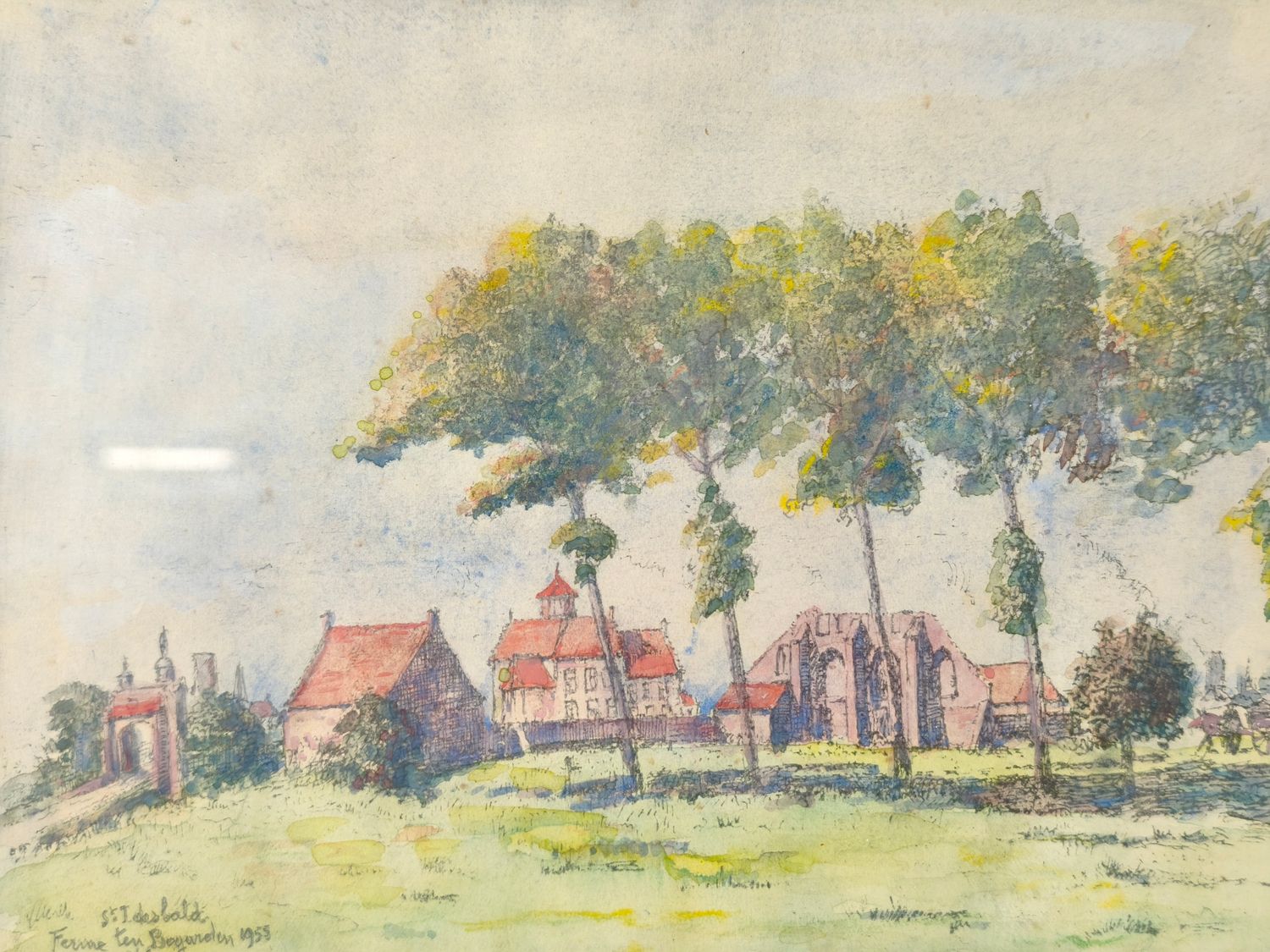 Watercolour of Ten Bogaerde in Koksijde