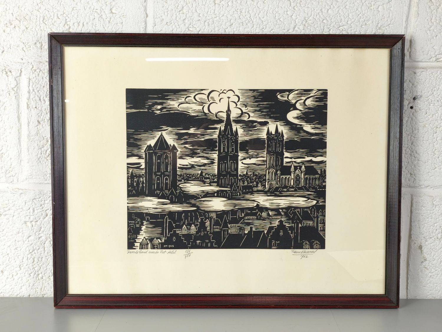 Frans Masereel - woodcut - Towers of Gent