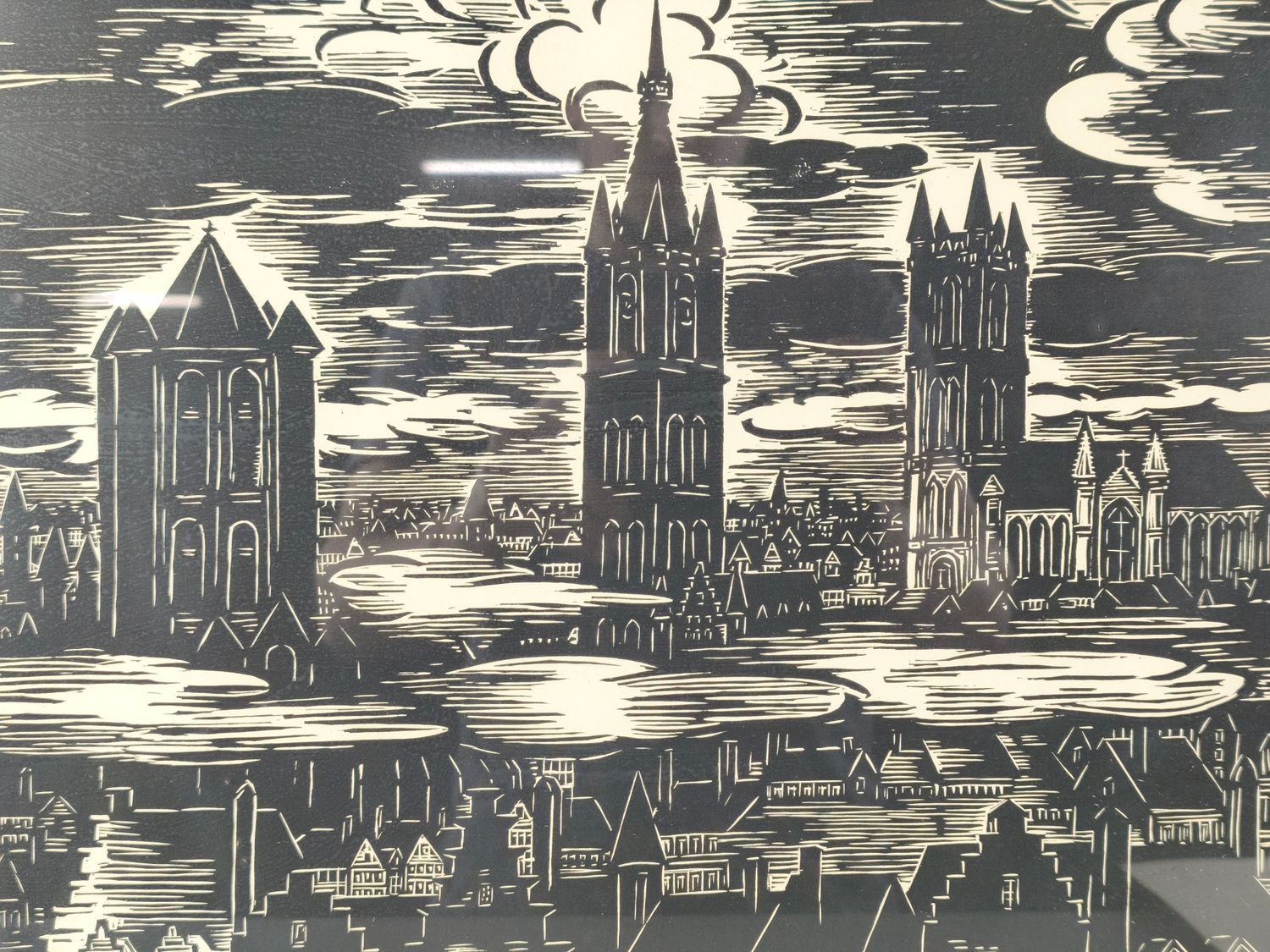 Frans Masereel - woodcut - Towers of Gent