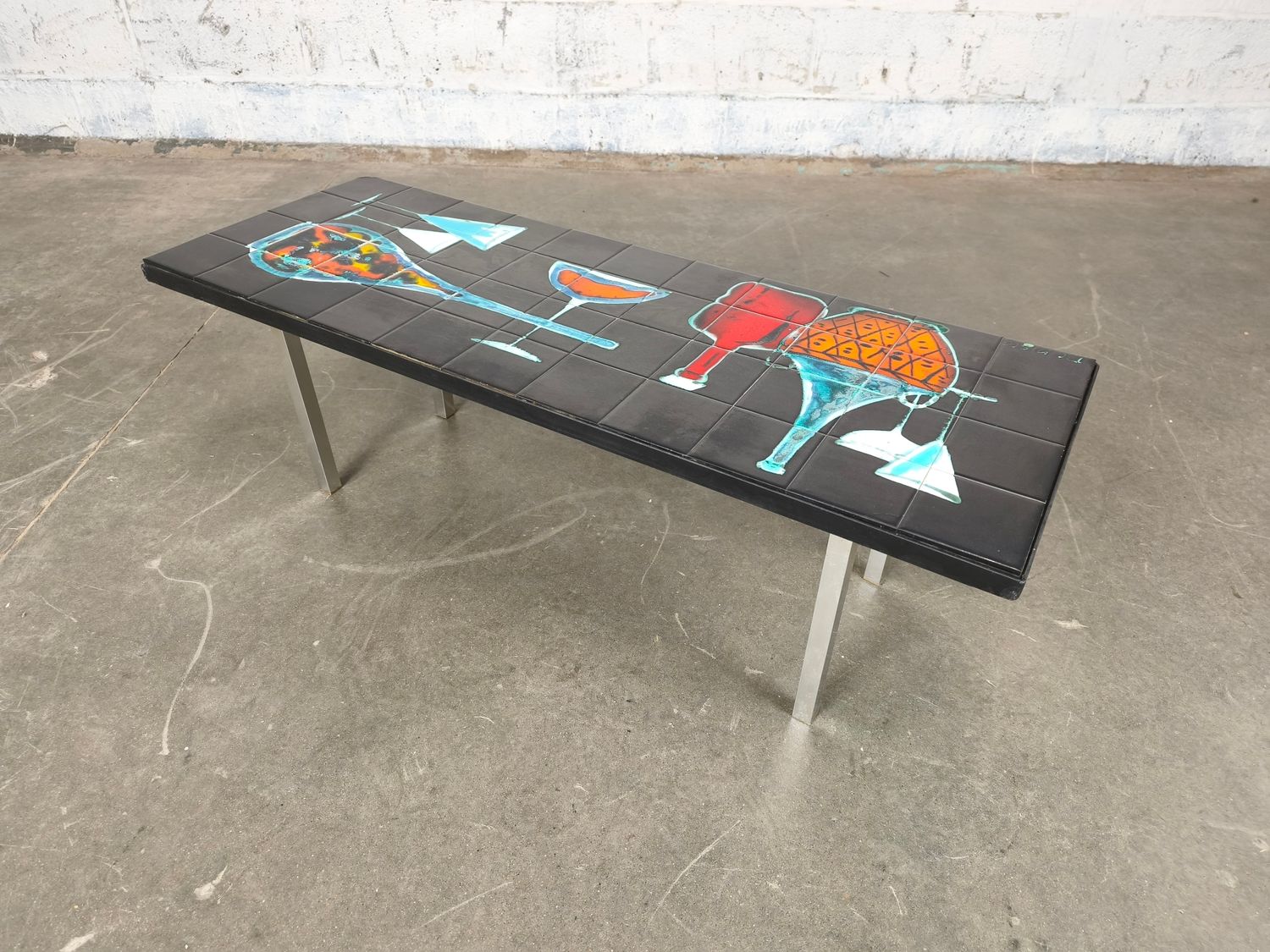 Vintage coffee table with tiles