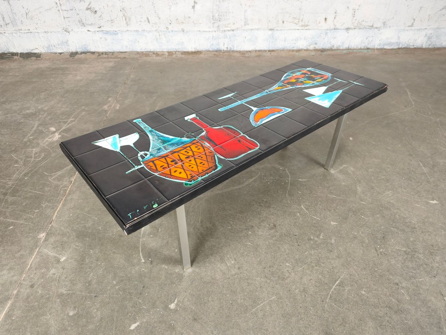 Vintage coffee table with tiles