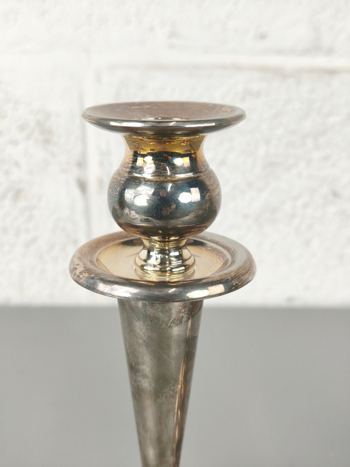 Pair of silver-plated candlesticks