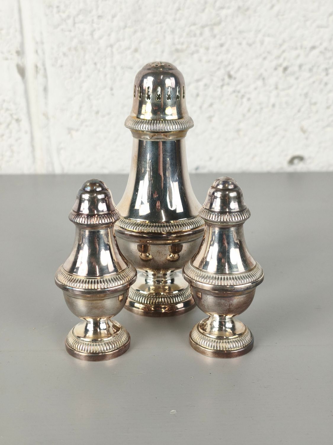 Silver-plated salt &amp; pepper and sugar shaker