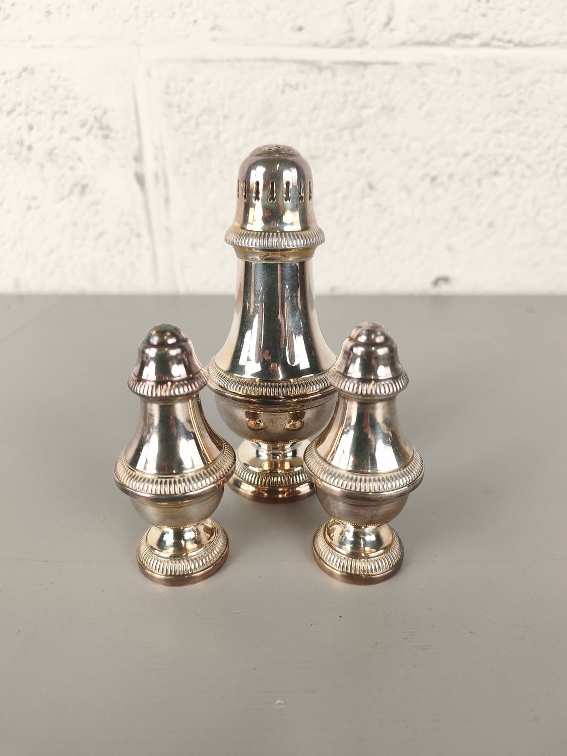 Silver-plated salt &amp; pepper and sugar shaker