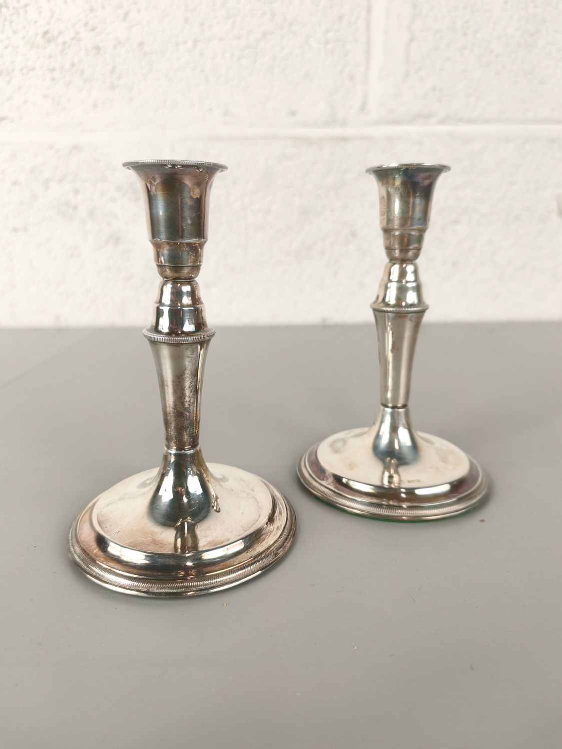 Pair of silver Svend Toxvaert .830 candlesticks