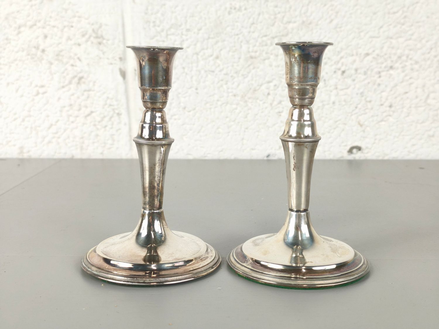 Pair of silver Svend Toxvaert .830 candlesticks