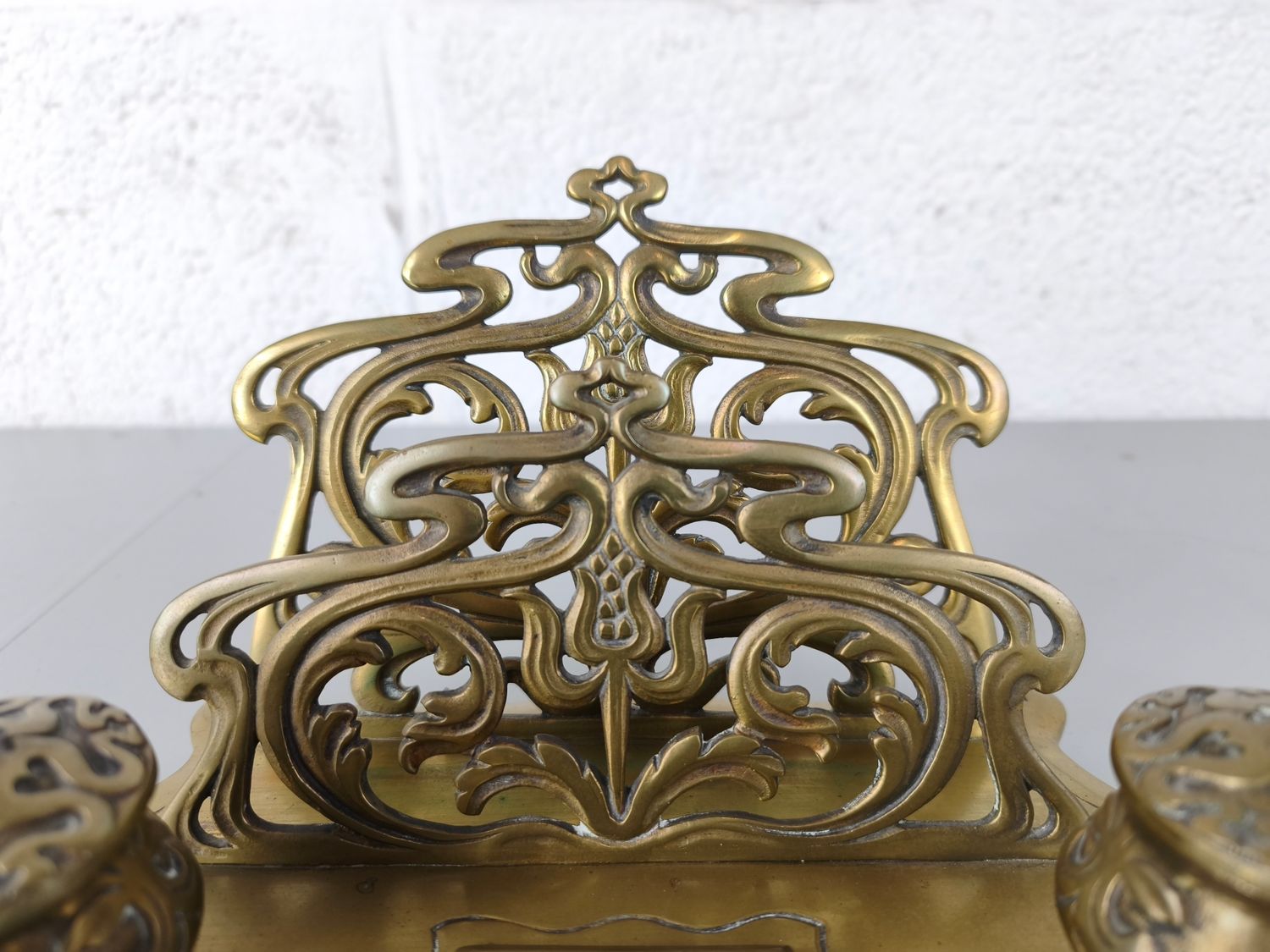 Brass art nouveau inkstand