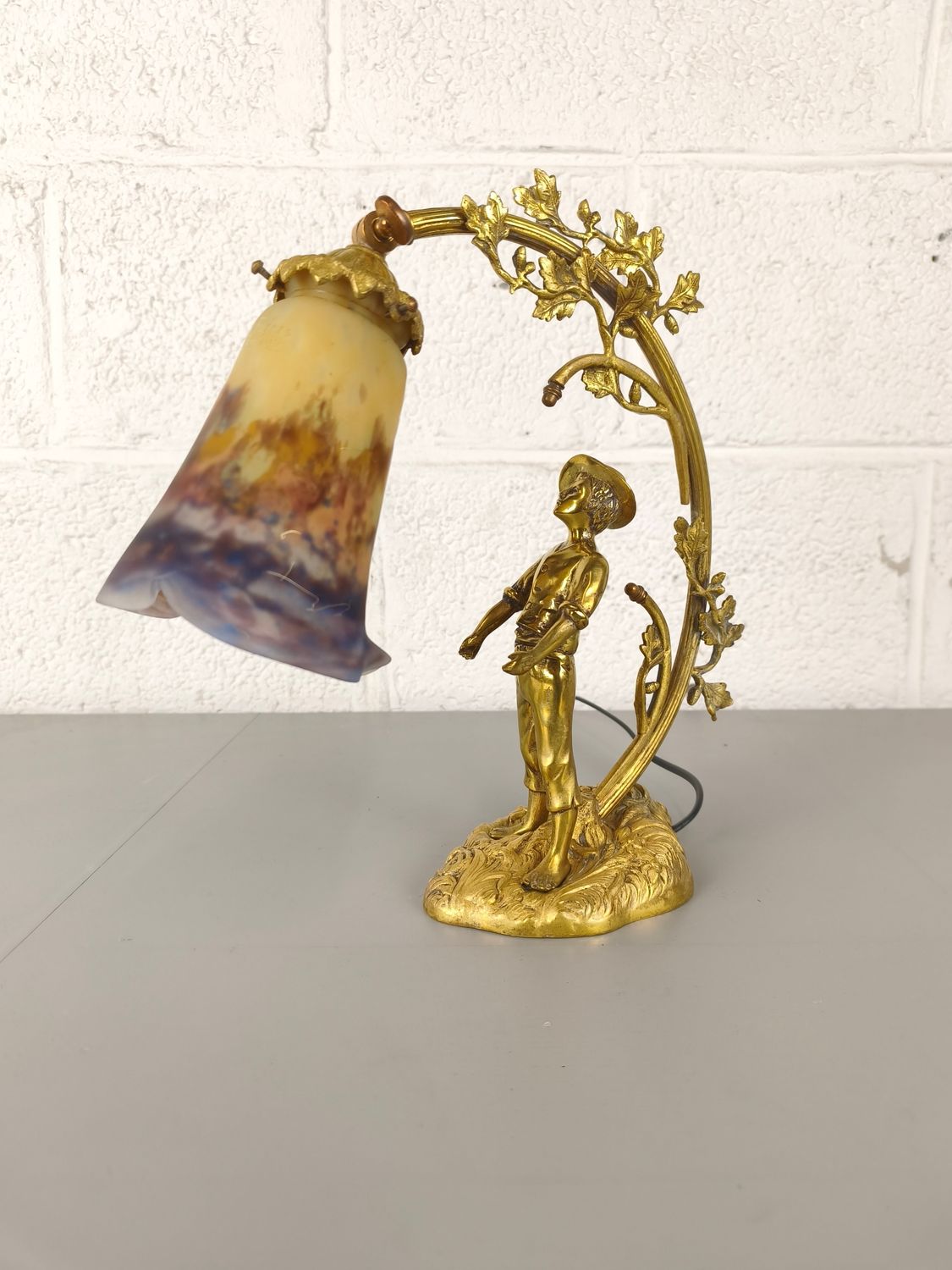 Brass table lamp Muller Frères
