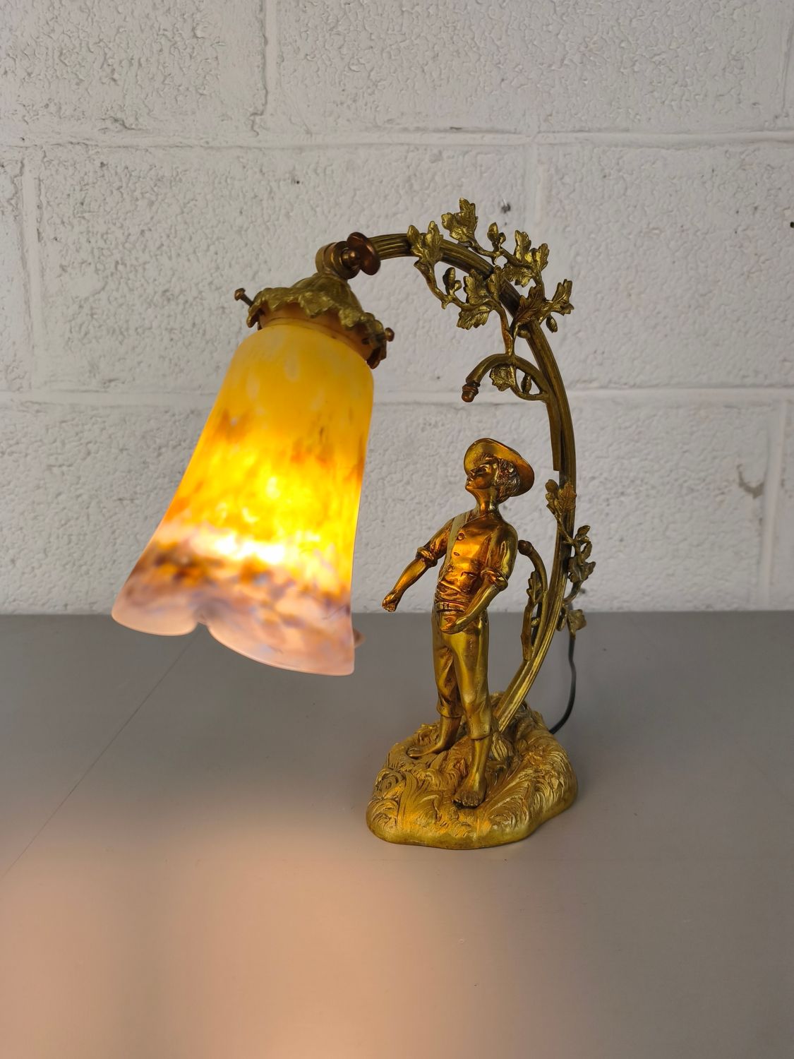Brass table lamp Muller Frères