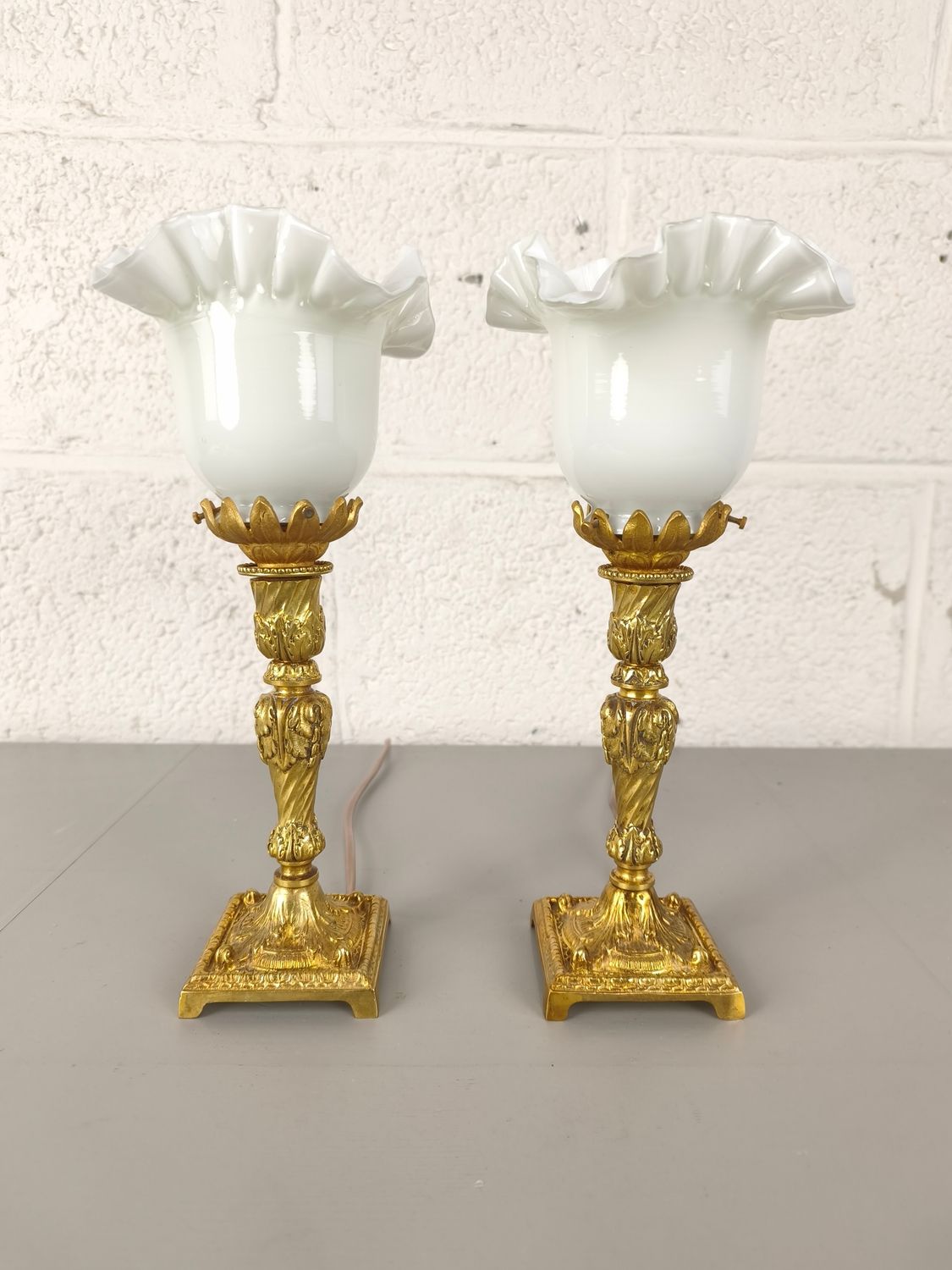Pair of brass table lamps