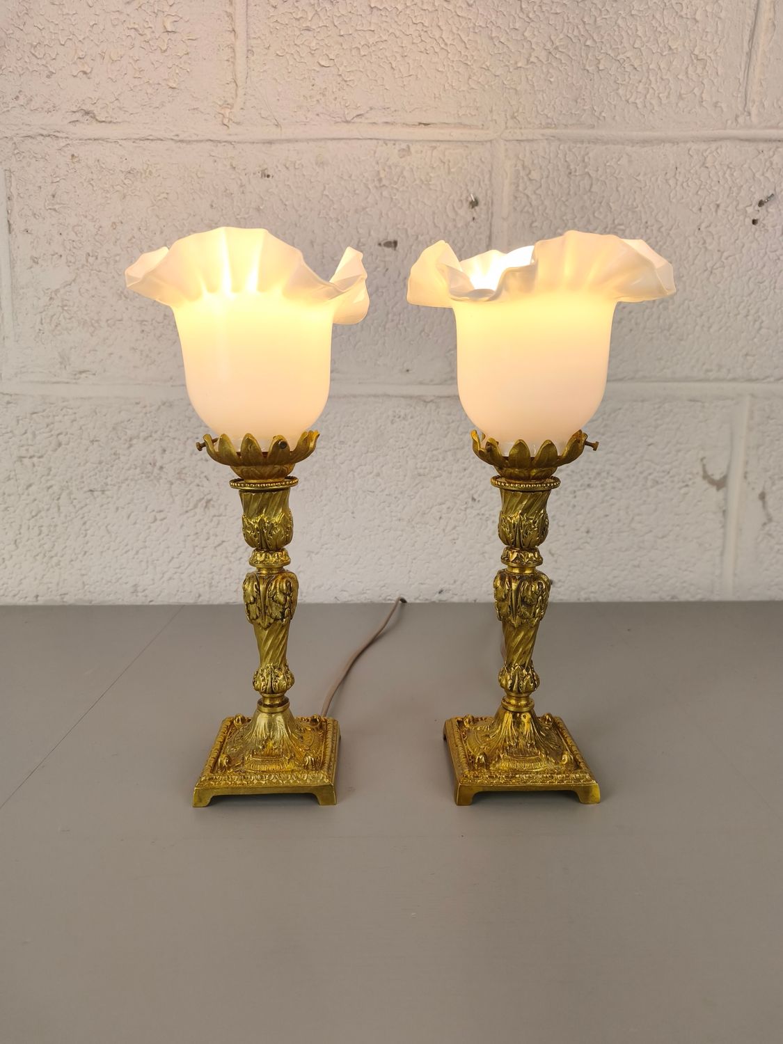 Pair of brass table lamps