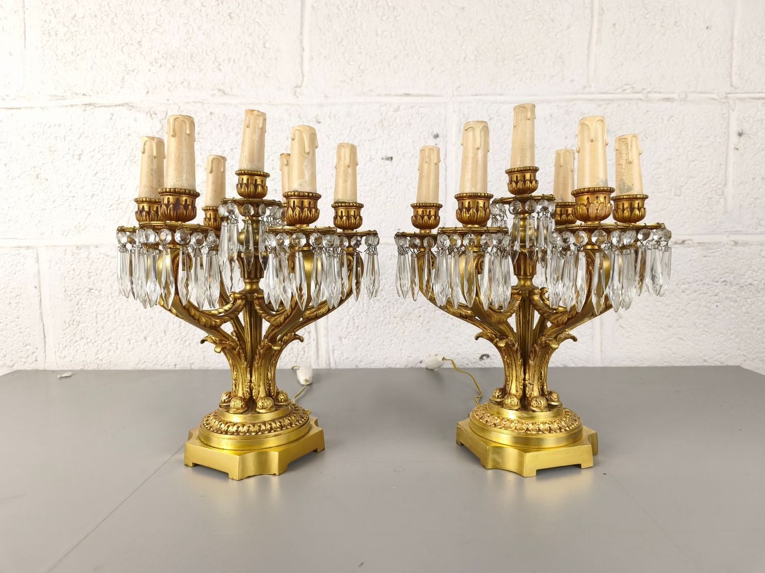 Pair of bronze Louis XVI table lamps