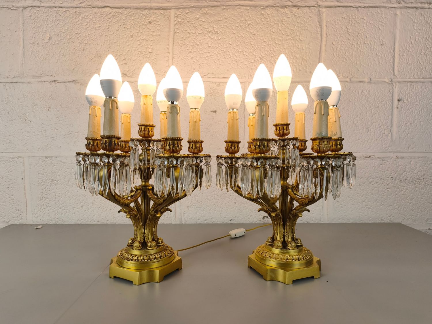 Pair of bronze Louis XVI table lamps