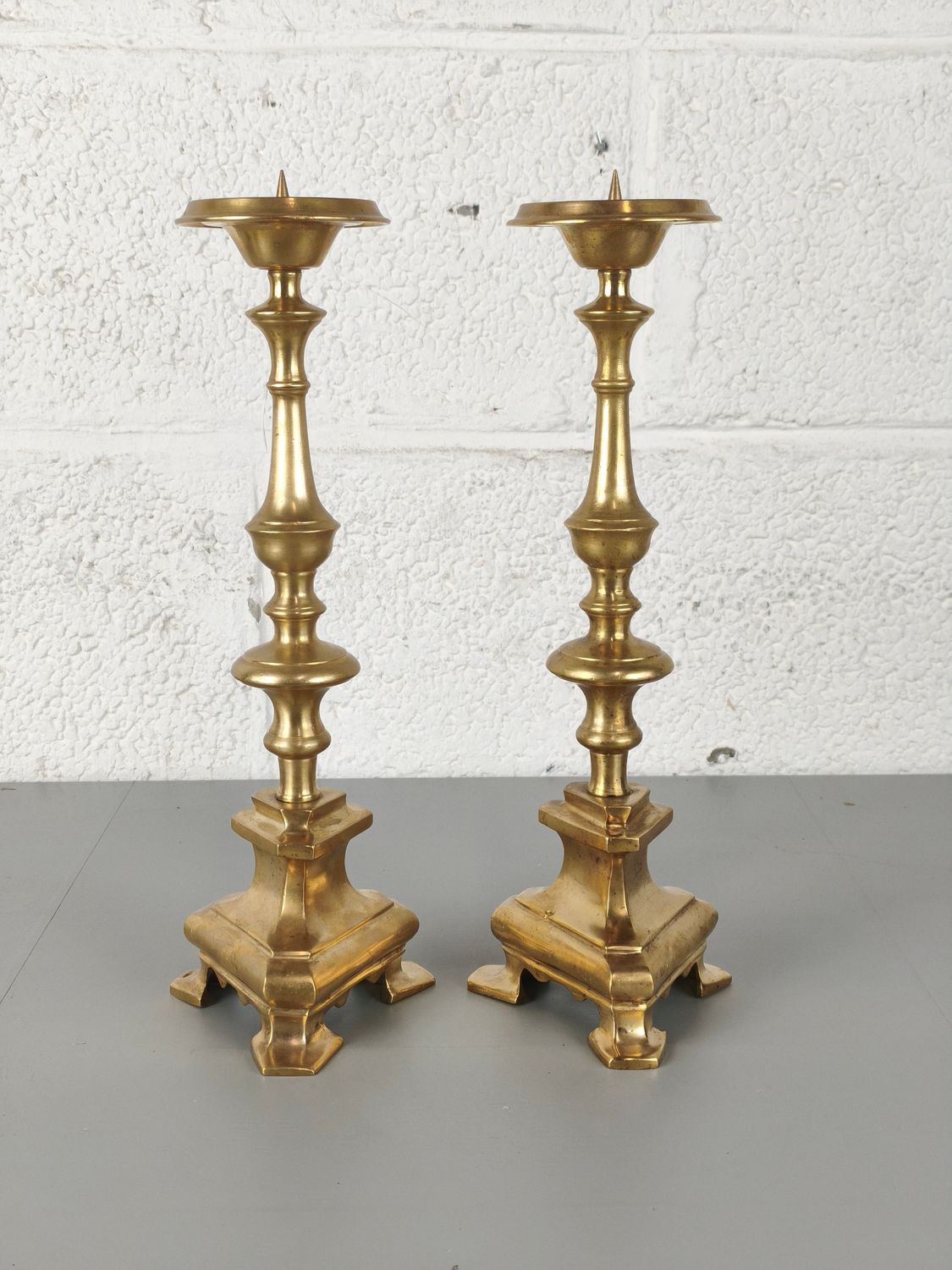 Pair of large brass candlesticks