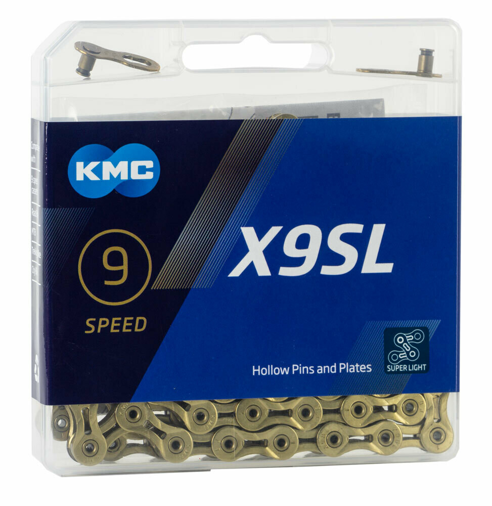 Ketting KMC X9SL
9V 11/128 Super Light Goud 114 Sch.