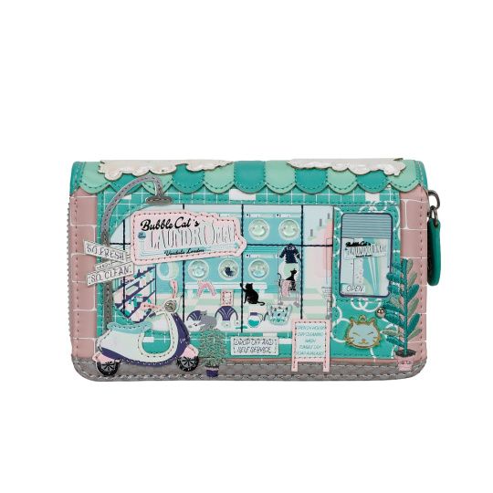 Vendula BUBBLE CATS LAUNDROMAT Medium Ziparound