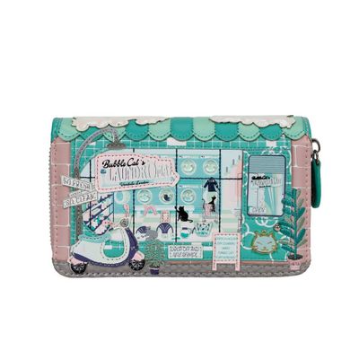Vendula BUBBLE CATS LAUNDROMAT Medium Ziparound