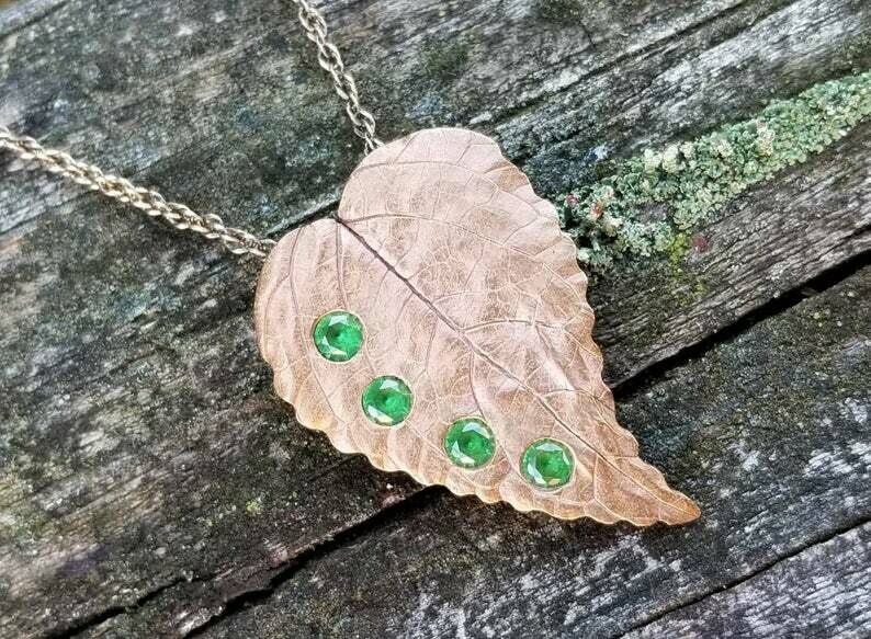 Leaf Pendant, Rose Bronze and Tsavorite, by Marshall Harris