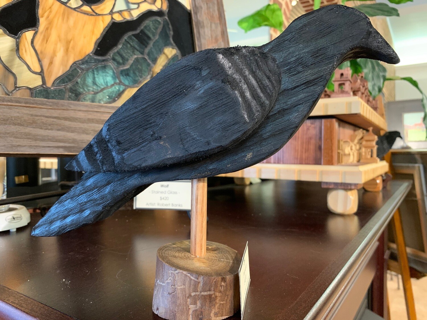 Hand-carved Wooden Crow, Black by Nathan Kilpatrick