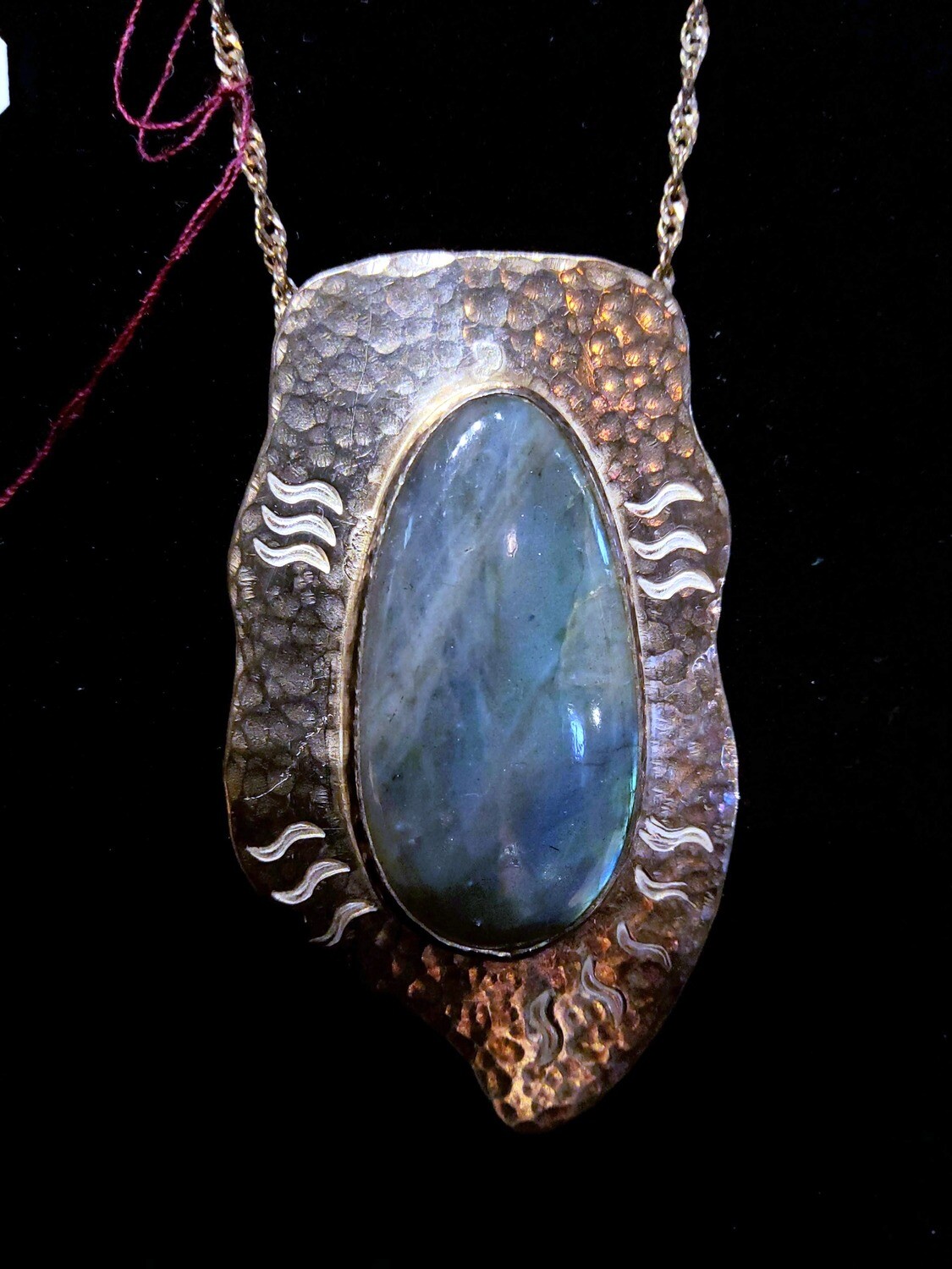 Large Labradorite and Sterling Silver, with secret snake clasp; pendant necklace by Marshall Harris