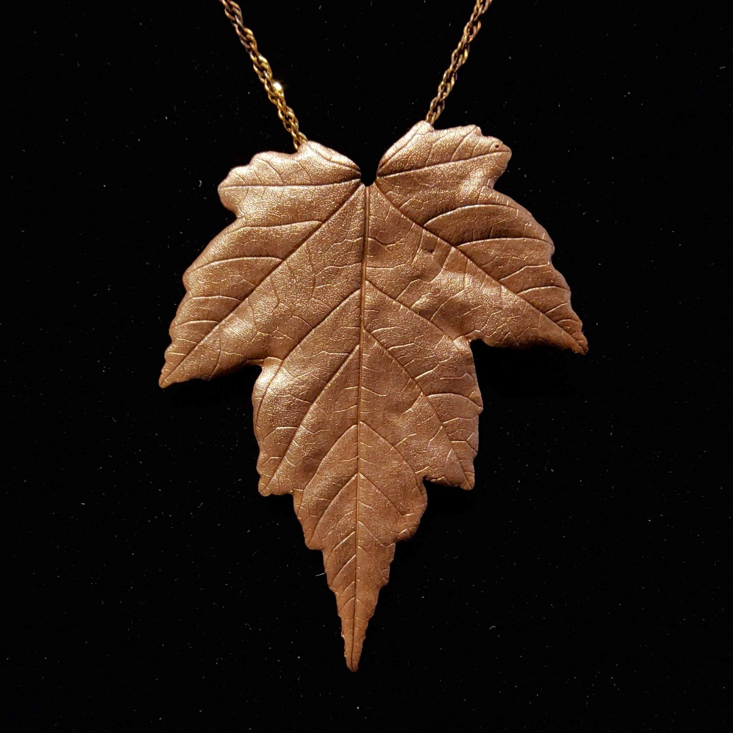 Rose Bronze Maple Leaf Pendant; pendant necklace by Marshall Harris