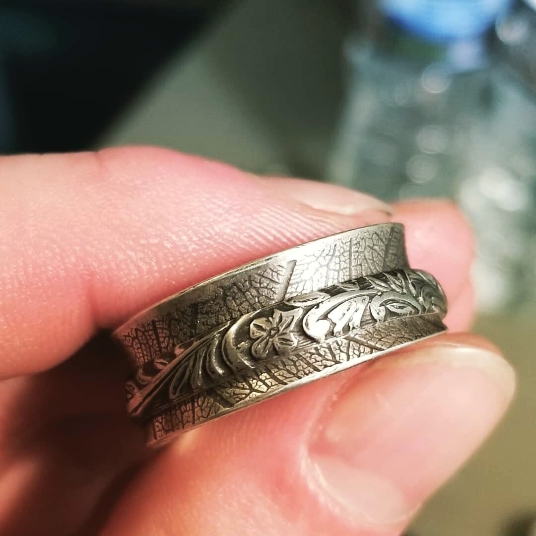 Nature Inspired Silver Spinner Ring, by Marshall Harris