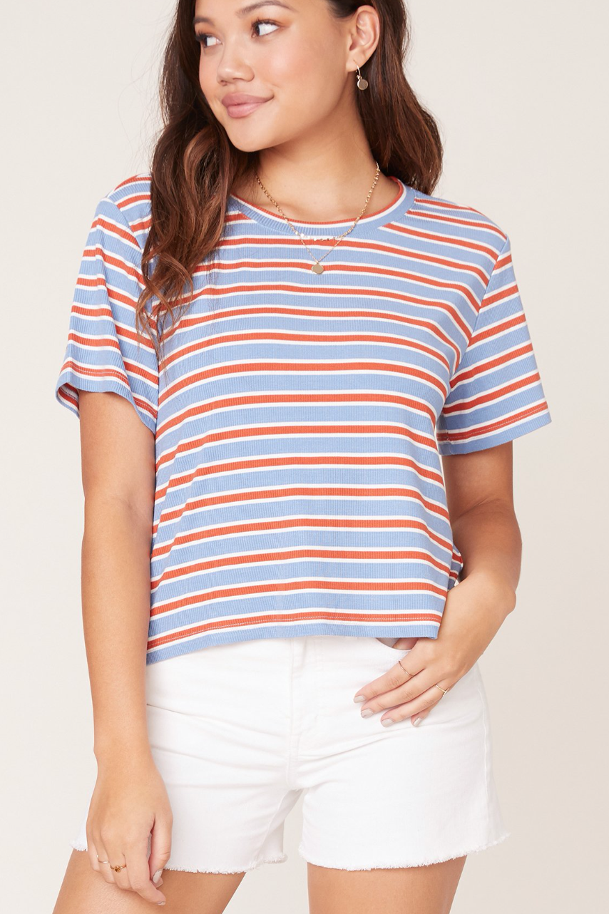 Blue/Orange Stripe Top