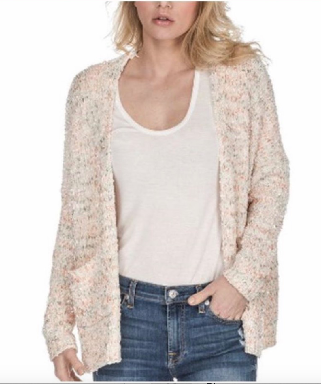 Ivory Speckled Chenille Cardi